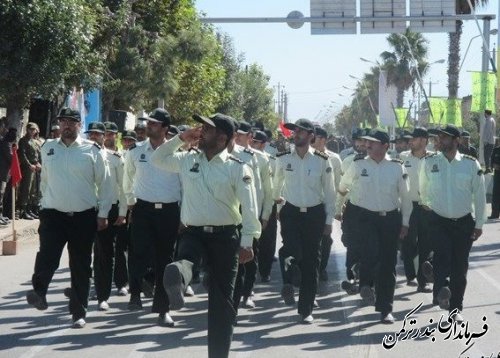 برگزاری صبحگاه مشترک نیروی انتظامی شهرستان ترکمن به مناسبت هفته پدافند غیرعامل