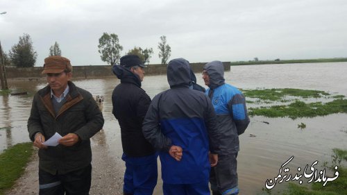  بازدید فرماندار ترکمن از وضعیت آبگرفتگی معابر و کانال های آب شهرستان