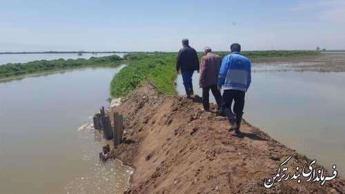 بازدید فرماندار  ترکمن از دیواره بازسازی شده رودخانه قره سو در روستای اسلام تپه 