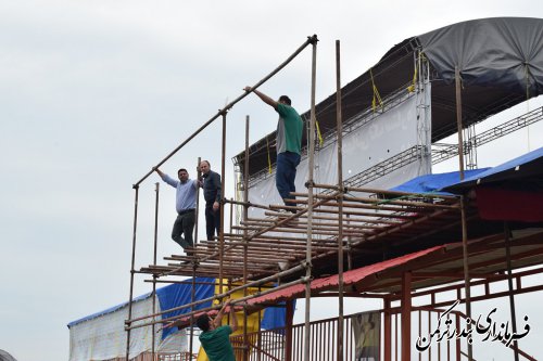 بازدید فرماندار شهرستان ترکمن از روند آماده سازی زمین والیبال ساحلی