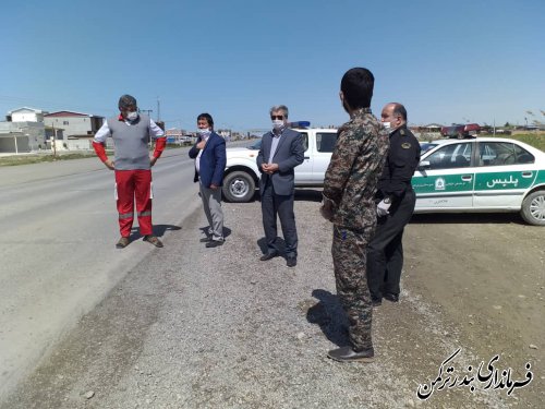 بازدید فرماندار از روند اجرای طرح فاصله گذاری اجتماعی در مبادی ورودی و تفرجگاه های شهرستان