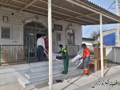 تجهیز و ضدعفونی شعب اخذ رای مرحله دوم انتخابات شهرستان ترکمن